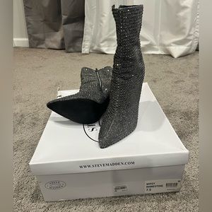 Steve Madden Cardi B edition “Wifey” Rhinestone Booties size 7.5